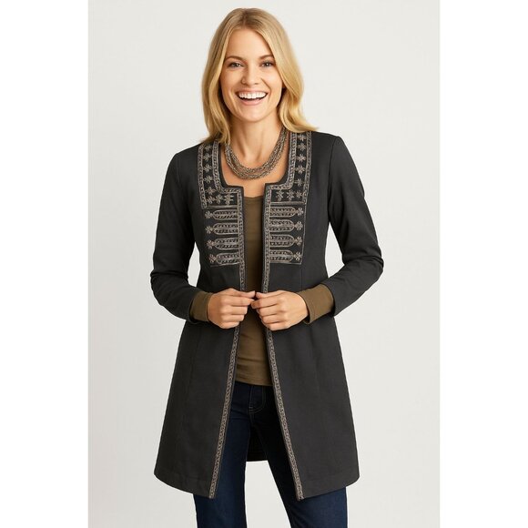 CAbi Turkish Delight Military Beaded Gray Jacket Size 6 | Style #184 - Picture 1 of 11